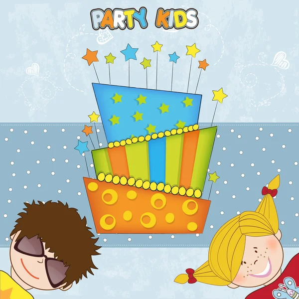 Niños celebrando fiesta de cumpleaños — Vector de stock