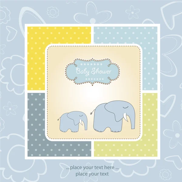 Νέα κάρτα ανακοίνωση μωρό με ελέφαντα — Διανυσματικό Αρχείο