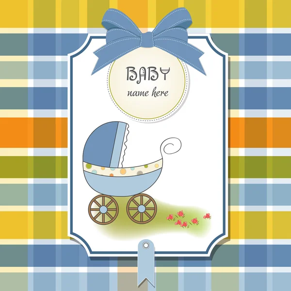 Baby card con carrozzina — Vettoriale Stock