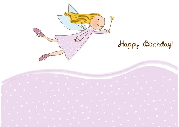 Birthday card with little fairy — Stock Vector