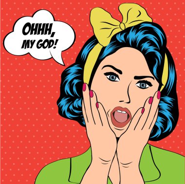 Cute retro kadın çizgi roman tarzı