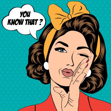 Cute retro kadın çizgi roman tarzı