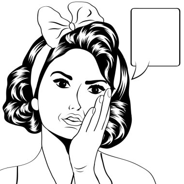 Cute retro kadın çizgi roman tarzı