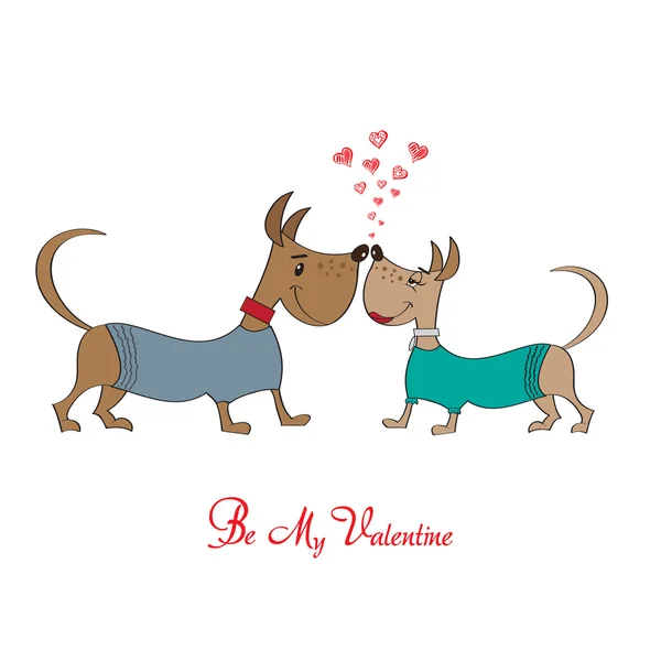 Valentine' s day greeting card with cartoon dog characters — Stock Photo, Image