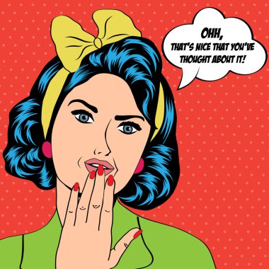 Cute retro kadın çizgi roman tarzı