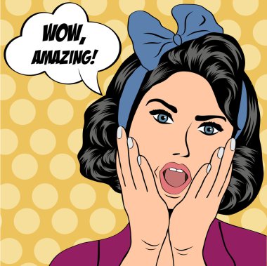 Cute retro kadın çizgi roman tarzı