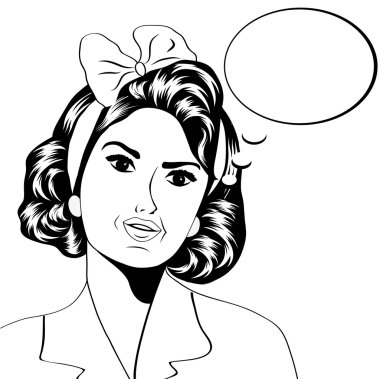 Cute retro kadın çizgi roman tarzı