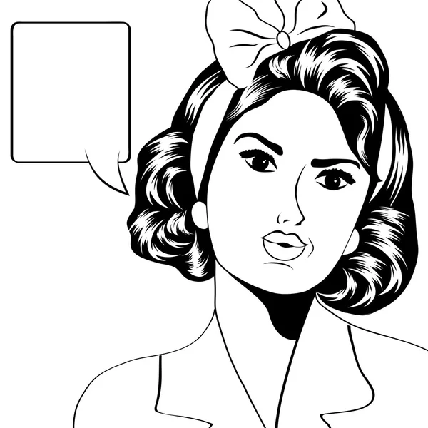 Cute retro woman in comics style — Stock Photo, Image