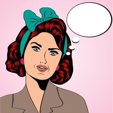 Cute retro kadın çizgi roman tarzı