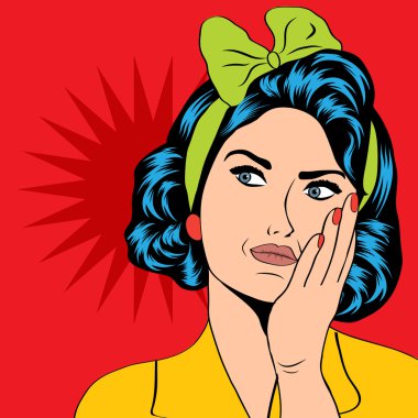 Cute retro kadın çizgi roman tarzı