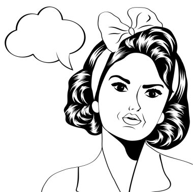 Cute retro kadın çizgi roman tarzı