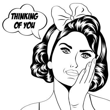 Cute retro kadın çizgi roman tarzı