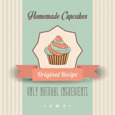 vintage homemade cupcakes poster clipart