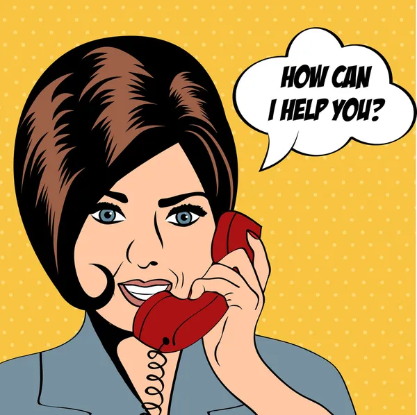 Kadın telefonda pop art illüstrasyon sohbet