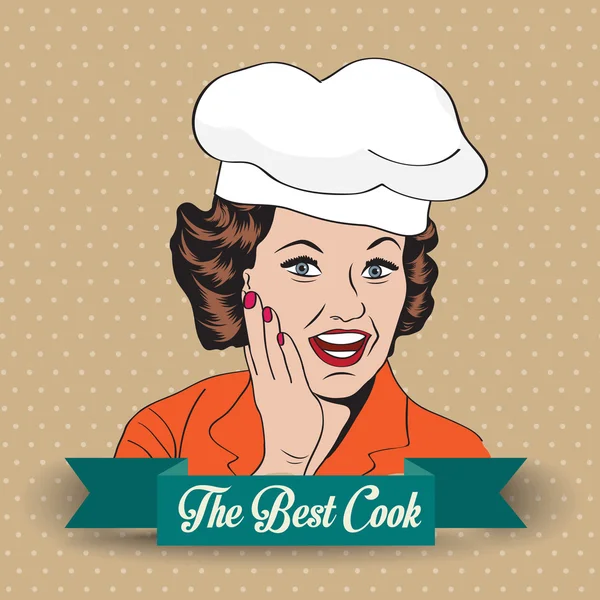 Lady Chef, retro illustration — Stock Vector