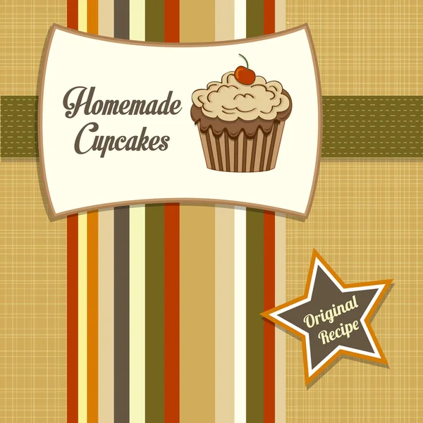 Vintage caseiro cupcakes cartaz — Vetor de Stock