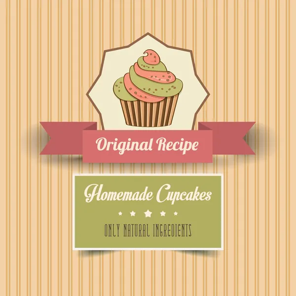 Vintage caseiro cupcakes cartaz — Vetor de Stock