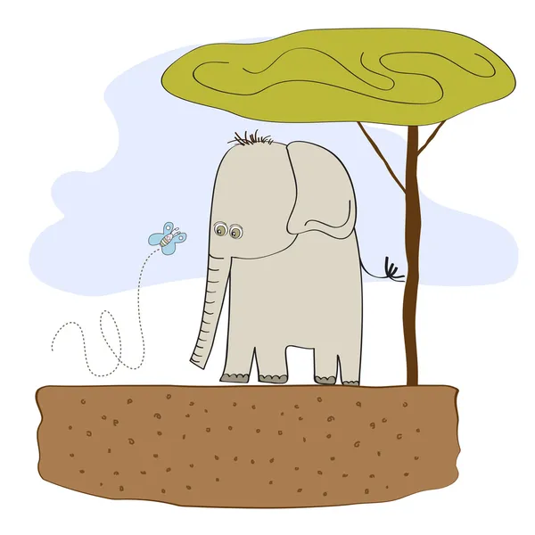 Pequeño elefante lindo — Vector de stock