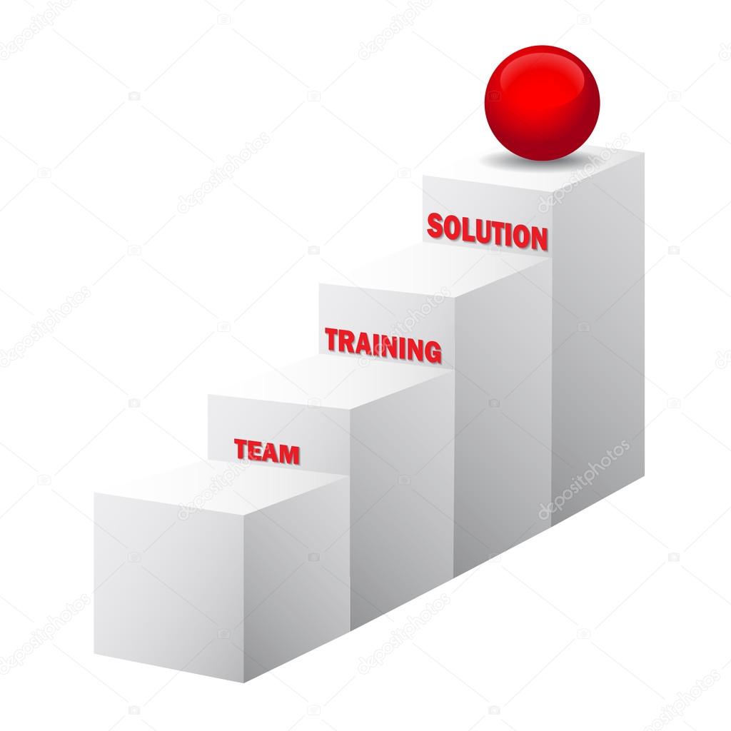 Team, training, solution stairs, 3d vector