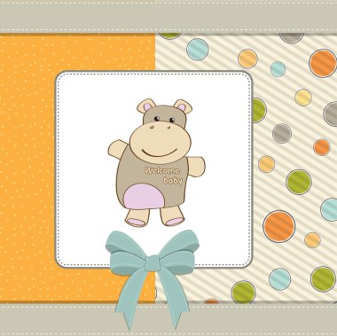 Su aygırı oyuncağıyla çocuksu bebek hediye kartı
