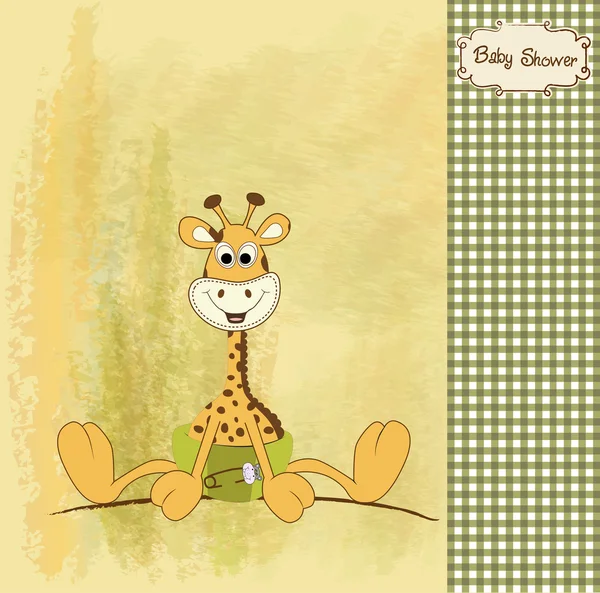 Carte de douche bébé avec girafe bébé — Image vectorielle