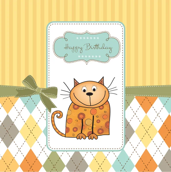 Novo cartão de banho de bebê com gato —  Vetores de Stock