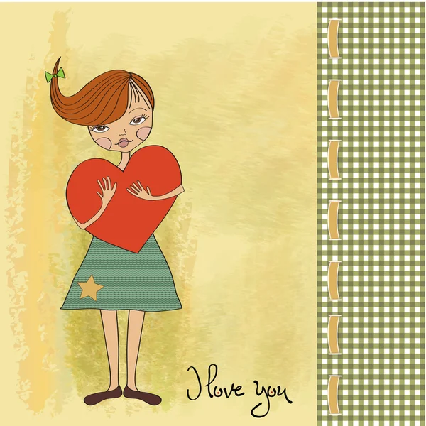 Girl with big heart — Stock Vector