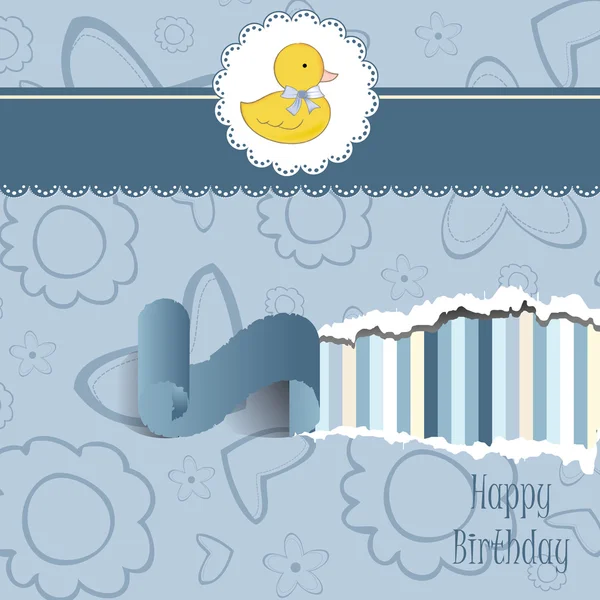 Baby shower card with little duck — Stock Vector