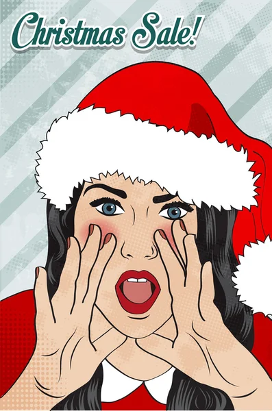 Design de venda de Natal com sexy Santa menina — Vetor de Stock