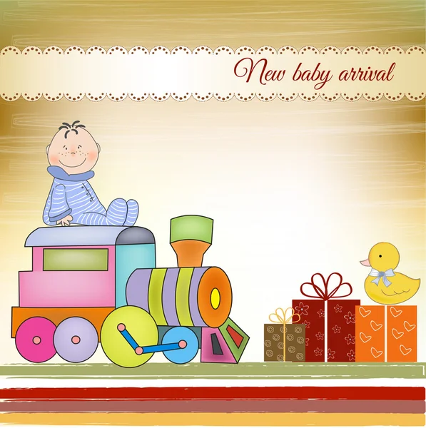 Personalisierbare Geburtstagsgrußkarte mit Zug — Stockvektor