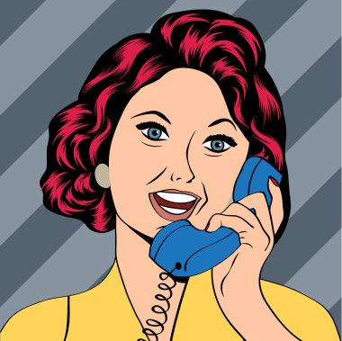 Pop Art lady chatting on the phone clipart