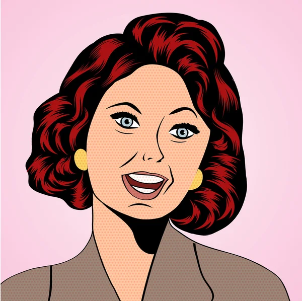Pop Art ilustração de uma mulher rindo — Vetor de Stock