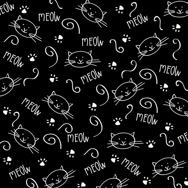 卡通无缝模式与可爱的猫咪 — 图库矢量图片