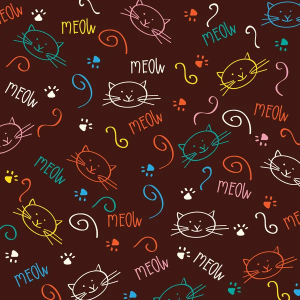 Dessin animé motif sans couture avec des chats mignons — Image vectorielle