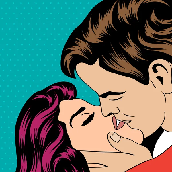 Pop Art KIssing Couple — Stock Vector