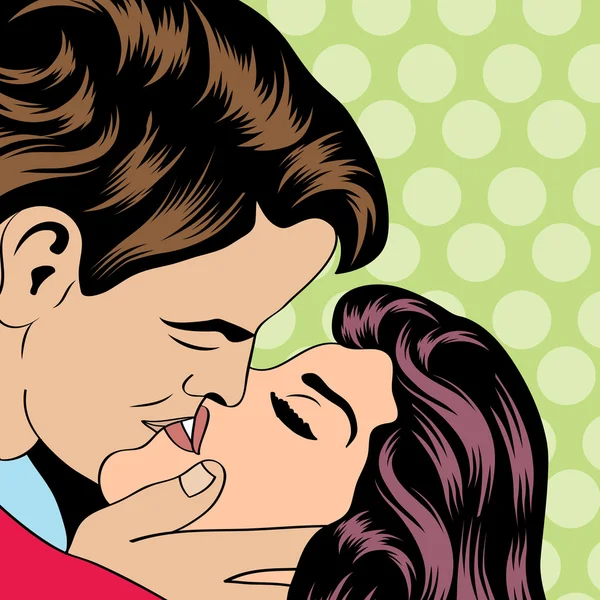 Pop Art KIssing Couple — Stock Vector