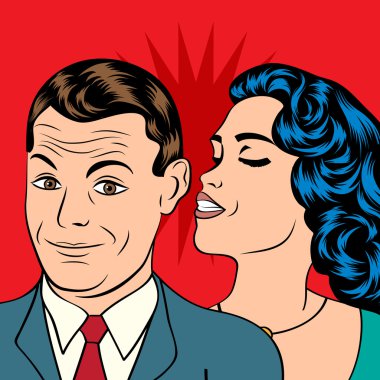 Erkek ve kadın pop sanat çizgi roman tarzı çift tr