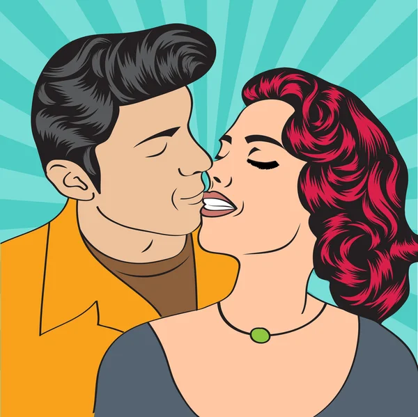 Pop Art Embrasser Couple — Image vectorielle