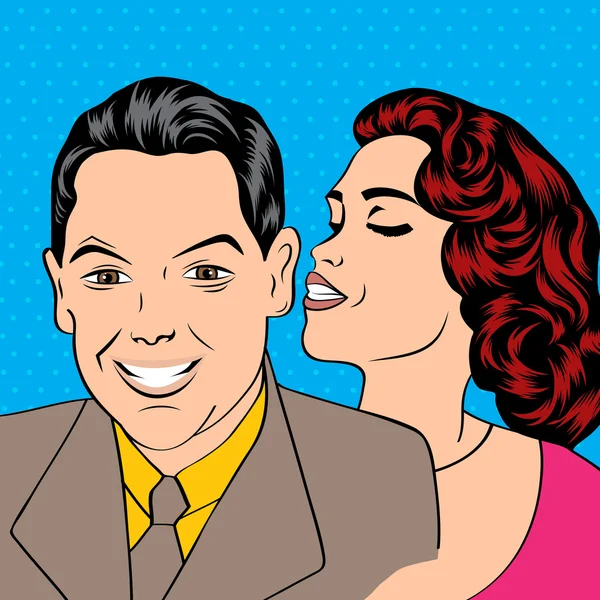 Man and woman love couple in pop art comic style — Stock Vector