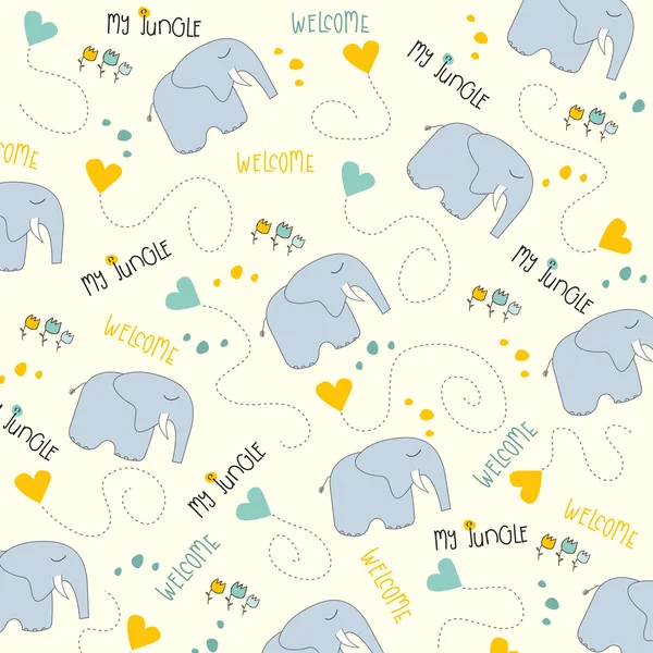 Seamless baby elephant pattern — Stock Vector