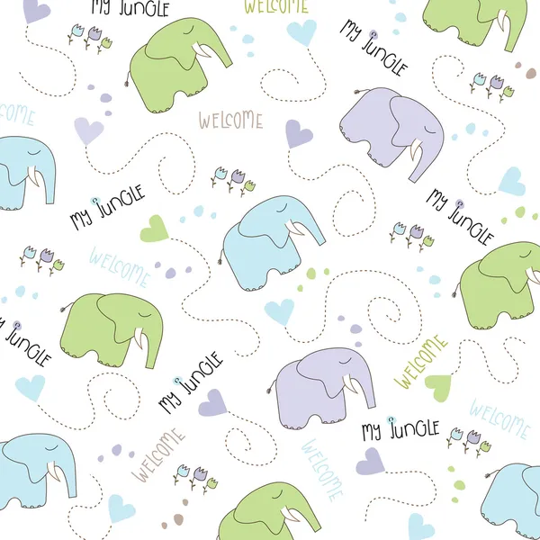 Seamless baby elephant pattern — Stock Vector
