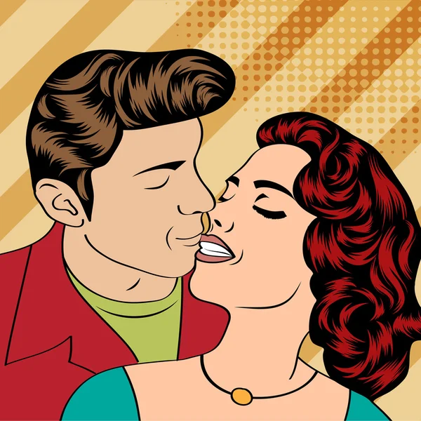 Ζευγάρι Pop Art Kissing — Διανυσματικό Αρχείο