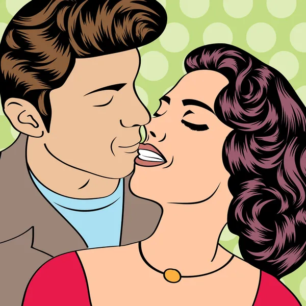 Pop Art beijando casal — Vetor de Stock