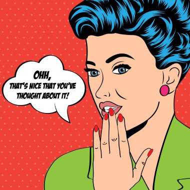 Cute retro kadın çizgi roman tarzı