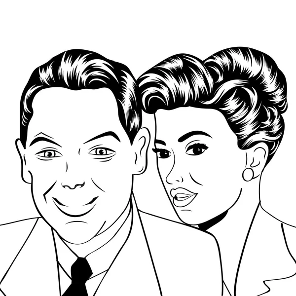 Homme et femme amour couple dans pop art bande dessinée style — Image vectorielle