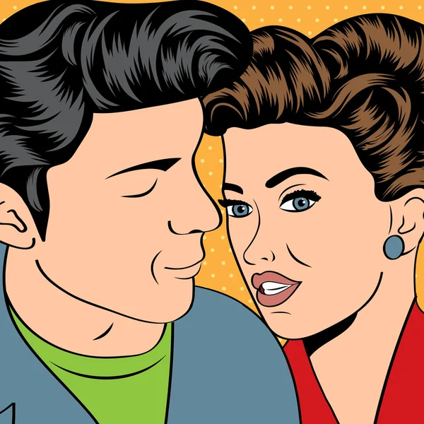 Hombre y mujer amor pareja en pop art cómic estilo — Archivo Imágenes Vectoriales