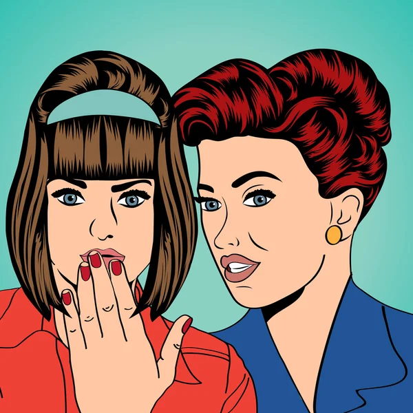 Zwei junge Freundinnen im Gespräch, Comic-Illustration — Stockvektor