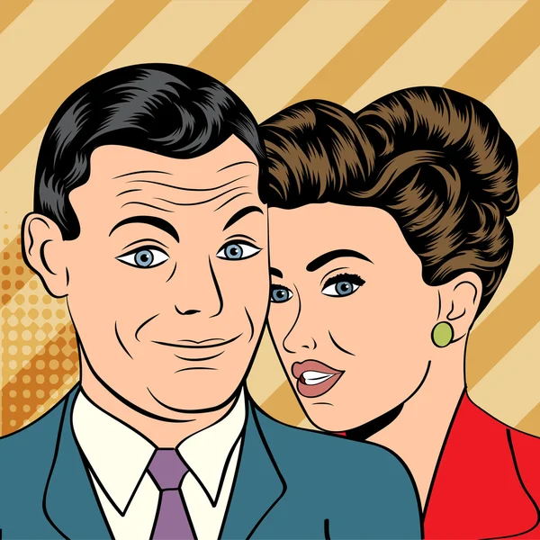 Homme et femme amour couple dans pop art bande dessinée style — Image vectorielle