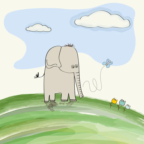 Elefante de garabato lindo — Vector de stock