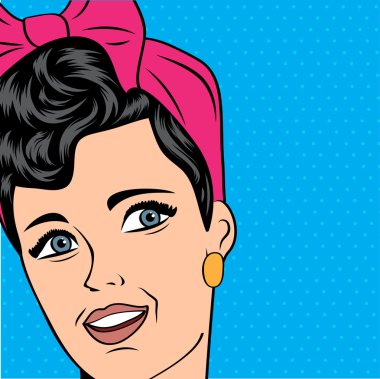 Cute retro kadın çizgi roman tarzı